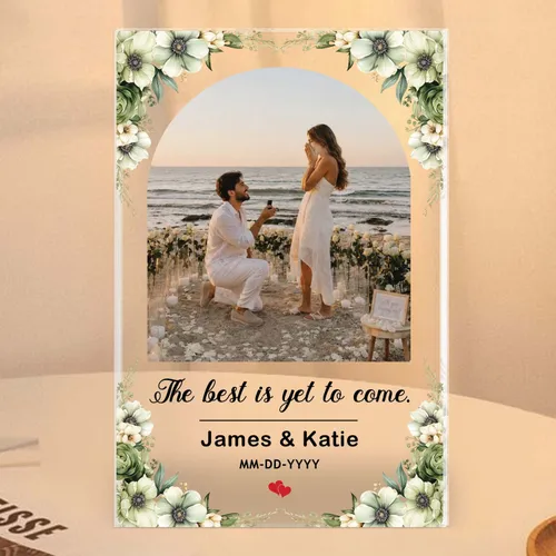 Personalized Engagement Plaque, Newly Engaged Couples Gift, Custom Acrylic Sign, Future Mr and Mrs Keepsake, Proposal Date Photo Block
