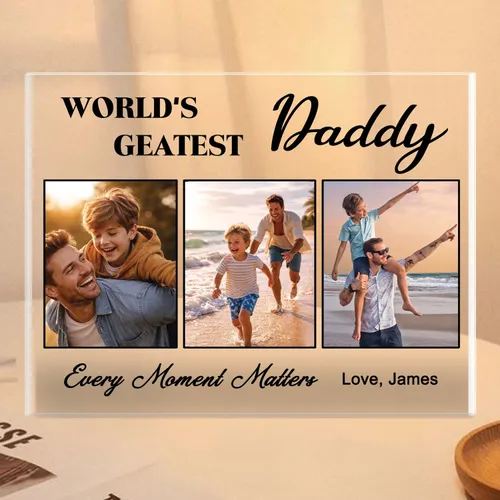 Custom Dad Photo Acrylic Plaque, Personalized Fathers Day Gift from Kids