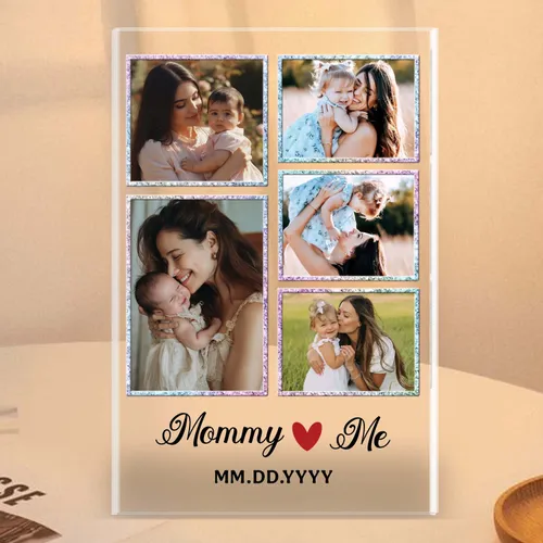 Personalized Acrylic Photo Block, Mommy and Me Collage Plaque, First Mother's Day Gift for Wife, New Mum Photo Keepsake