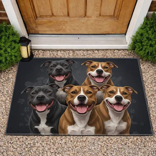 Five Pit Bull Dogs - Home Decor Gift for Dog Lover Doormat