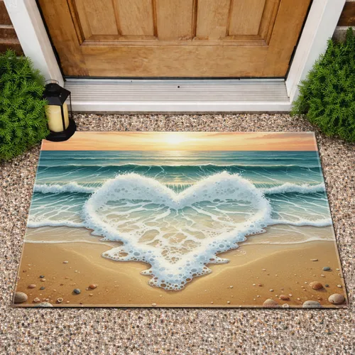 Ocean Wave Heart Sunset Beach - Home Decor Gift Doormat