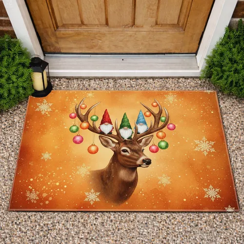 Deer Head Antler Gnomes Christmas Ornaments - Christmas Home Decor Gift Doormat