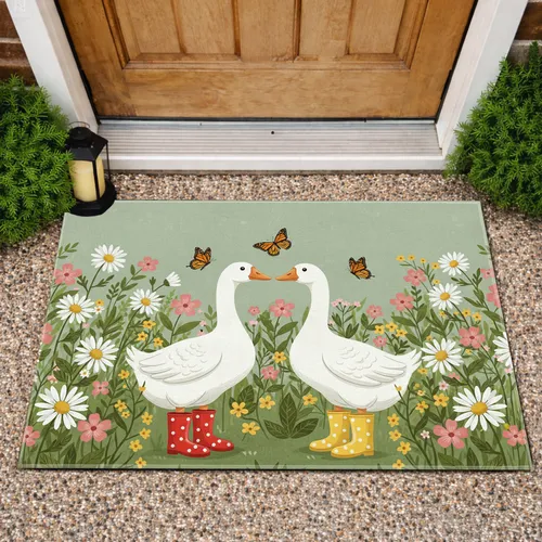 Geese Rain Boots Wildflower Garden - Home Decor Gift for Garden Lover Doormat