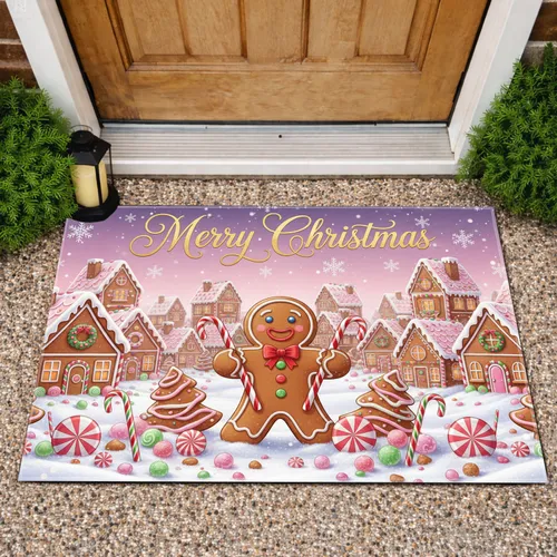 Gingerbread Village Merry Christmas - Home Decor Gift Doormat