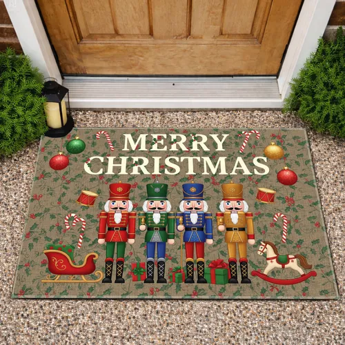 Nutcracker Christmas Figures Merry Christmas - Christmas Holiday Decor Doormat