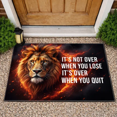 Majestic Lion Head Fiery Energy Vortex - Motivational Home Decor Gift Doormat