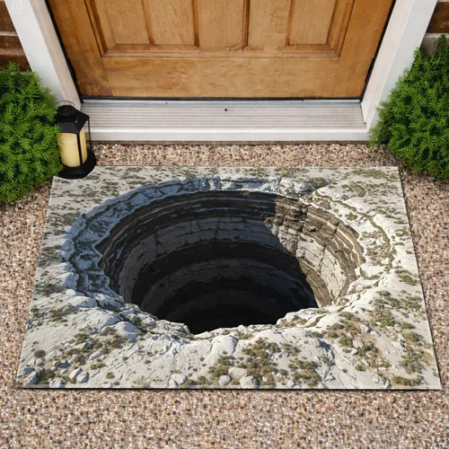 Massive Deep Sinkhole Fractured Rock Earth Strata - Home Decor Gift Doormat