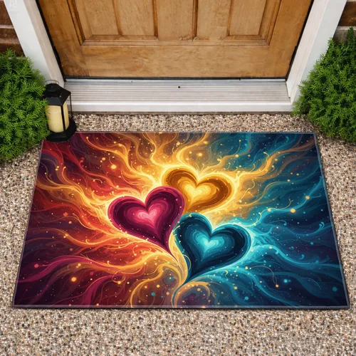 Flowing Luminous Hearts Nebula Cosmic Swirl - Year-Round Home Decor Gift Doormat