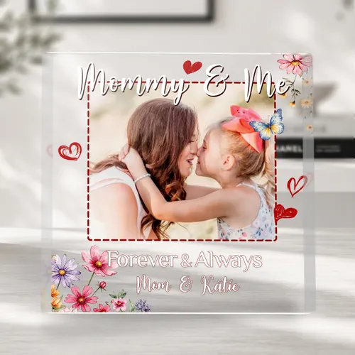 Custom Mom and Me Photo Acrylic Plaque, Personalized Keepsake Gift