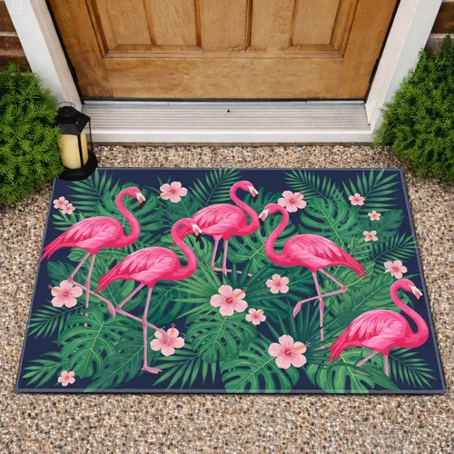 Pink Flamingo Tropical Jungle - Home Decor Gift for Flamingo Lover Doormat