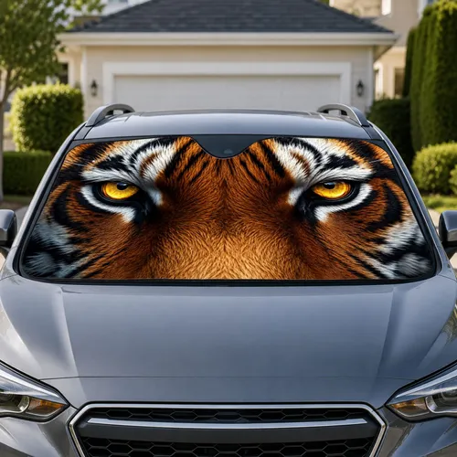 Realistic Tiger Eyes Fierce Big Cat Close Up For Daily Drive Wildlife Lovers Gift Car Sunshade