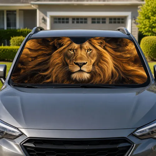 Majestic Realistic Lion Portrait With Golden Mane For Safari Inspired Daily Style Car Sunshade