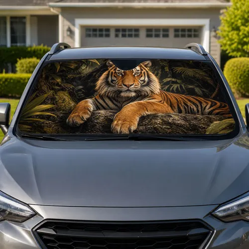 Majestic Tiger Jungle Scene For Wild Safari Style Vehicle Decor And Wildlife Fans Car Sunshade