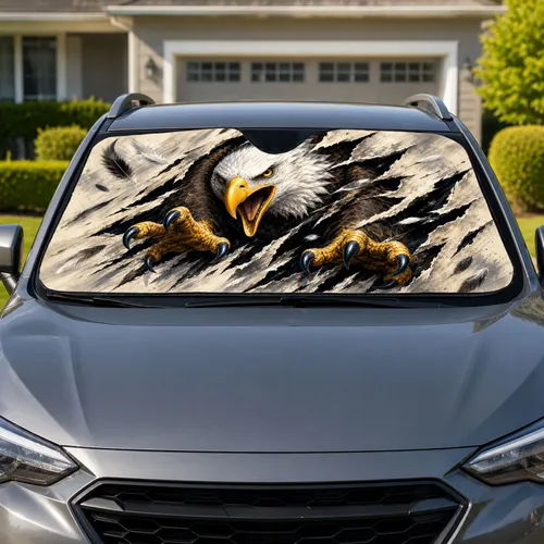 Bald Eagle Tearing Through Claw Rips Patriotic Road Trip Decor For Truck Enthusiasts Car Sunshade