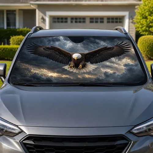 Majestic Bald Eagle Storm Sky Wildlife Decor For Patriotic Outdoor Adventure Fans Car Sunshade
