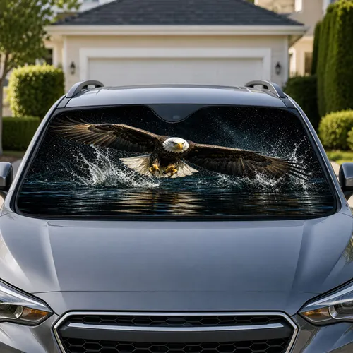 Bald Eagle Water Splash Scene For Patriotic Outdoor Adventure Wildlife Fans Gift Car Sunshade