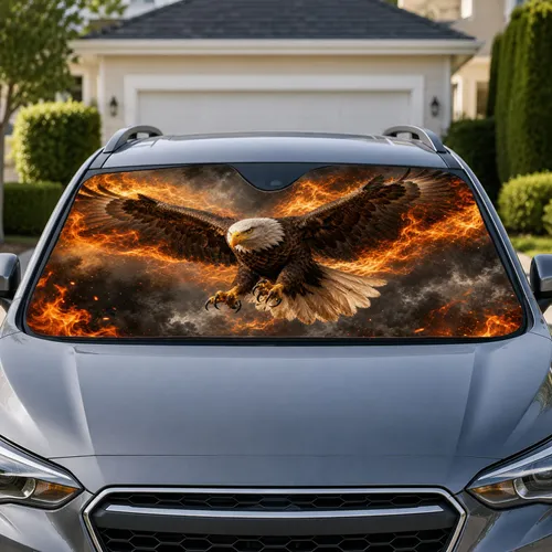 Bald Eagle With Fiery Wings Patriotic Freedom Decor For Wildlife And Truck Enthusiasts Car Sunshade