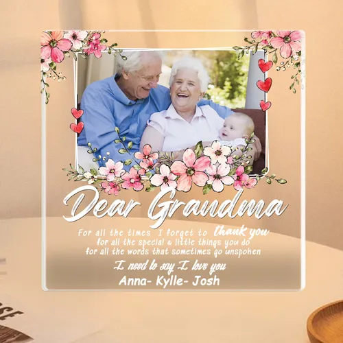 Custom Grandma Photo Acrylic Plaque, Personalized Gift from Grandkids Xmas, Mother, Birthday