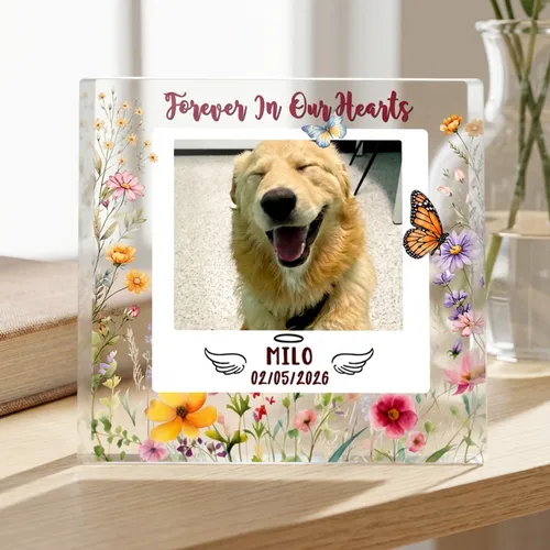 Custom Dog Memorial Acrylic Plaque, Personalized Pet Loss Sympathy Gift