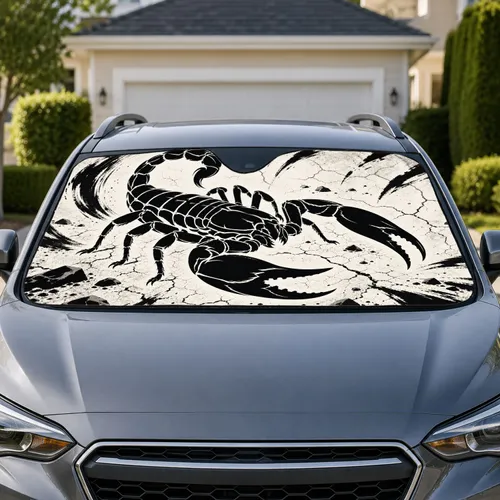 Black Scorpion Ink Silhouette Desert Gothic Decor For Edgy Drivers And Arachnid Fans Car Sunshade