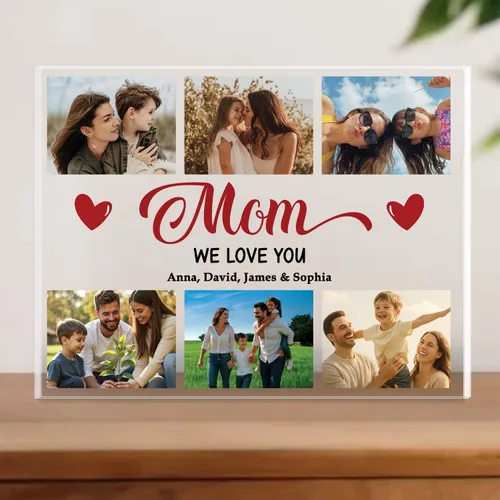 Custom Mom Photo Acrylic Plaque, Personalized Gift from Kids