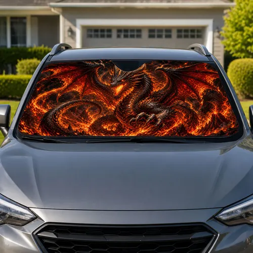 Flame Dragon Inferno Fantasy Decor For Road Trips, Festivals, And Outdoor Fans Everywhere Car Sunshade
