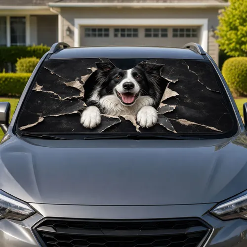 Border Collie Torn Paper Peekaboo Dog Lover Summer Travel Decor Gift For Pet Owners Car Sunshade