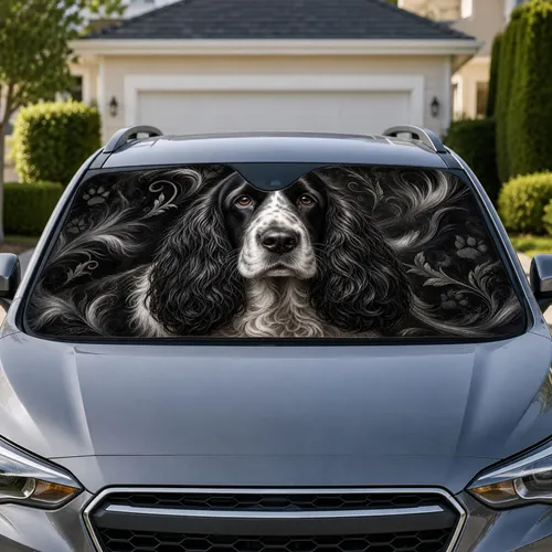 Realistic British Cocker Spaniel Portrait For Pet Lovers And Daily Road Trip Style Car Sunshade