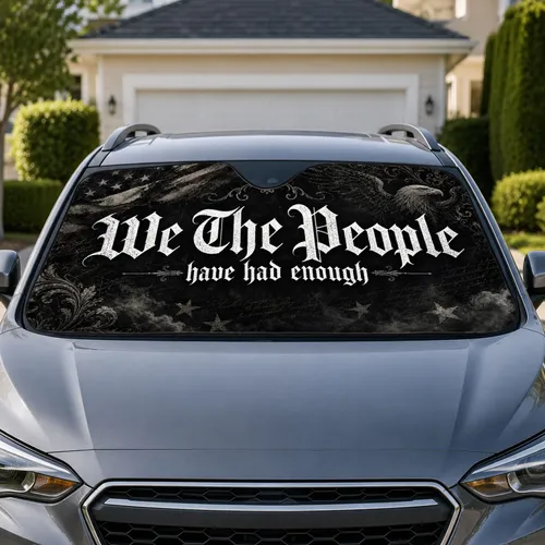 We The People Distressed Blackletter Patriotic Statement For Civic Freedom Fans Gift Car Sunshade