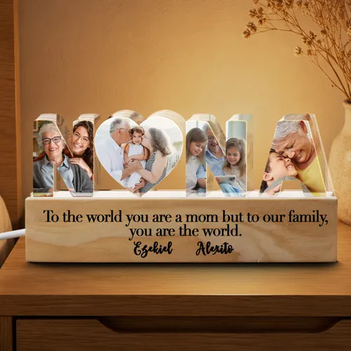 Custom Mom Photo Night Light, Personalized Acrylic LED Gift For Mom, Grandma