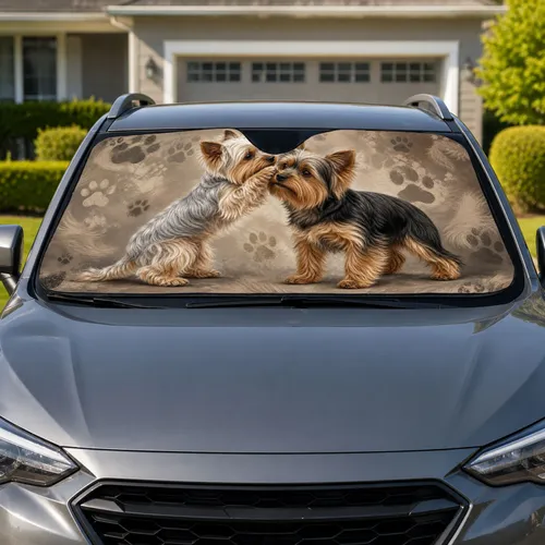 Yorkshire Terrier Whisper Play Realistic Pet Portrait For Yorkie Dog Lovers Gift Car Sunshade