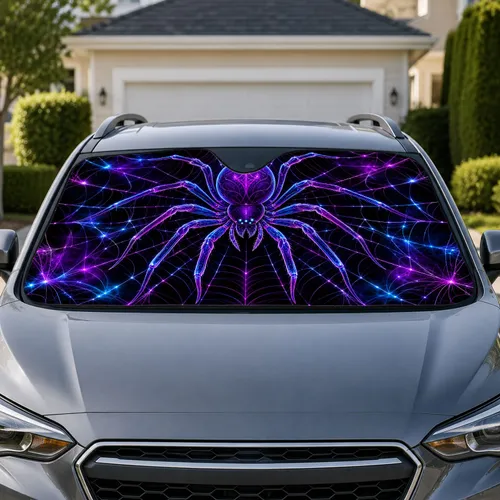 Neon Spider Web Gothic Decor For Halloween Night Drives And Dark Aesthetic Fans Gift Car Sunshade