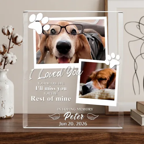 Custom Dog Memorial Acrylic Plaque, Personalized Pet Loss Sympathy Gift