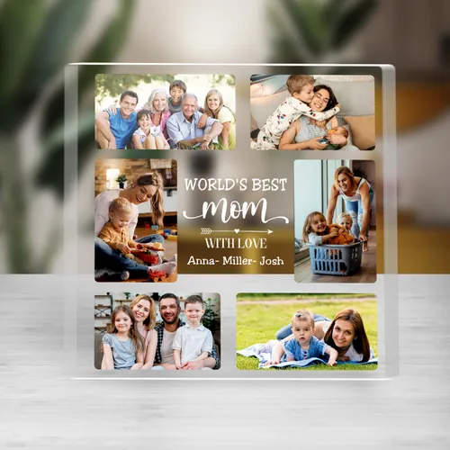 Custom Mom Photo Acrylic Plaque, Personalized Family Collage Gift
