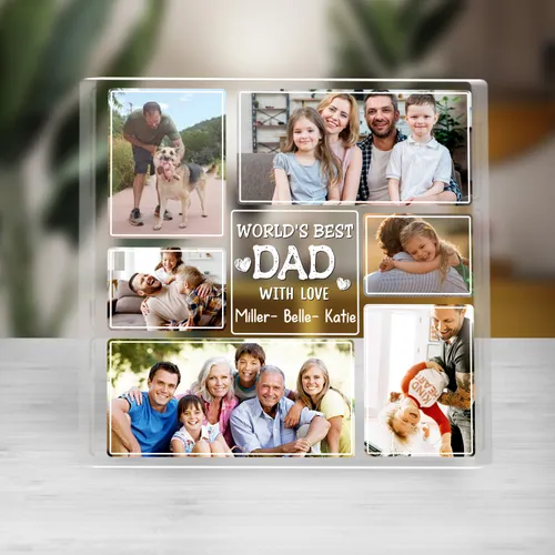 Custom Dad Photo Acrylic Plaque, Personalized Family Collage Gift