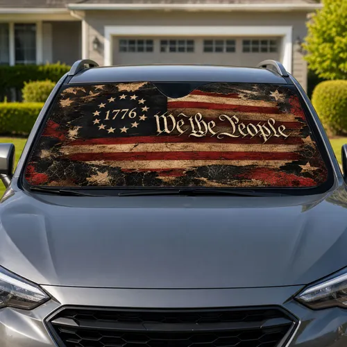 We The People 1776 Betsy Ross Flag Distressed Patriotic Decor For Liberty Lovers Car Sunshade