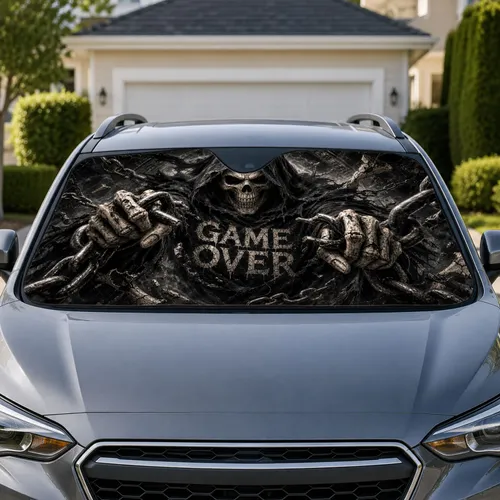 Gothic Skeleton Reaper With Broken Chains For Dark Fantasy Horror Fans And Metalheads Car Sunshade