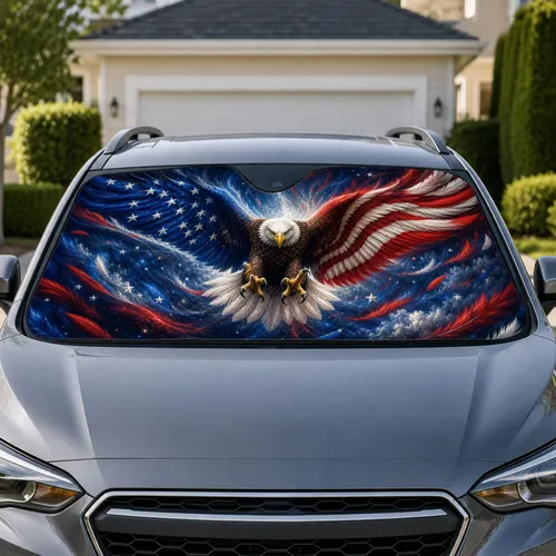 Patriotic Bald Eagle With American Flag Wings For Fourth Of July Drivers And Veterans Car Sunshade
