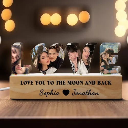 Custom Couple Photo LED Night Light, Personalized LOVE Lamp Gift