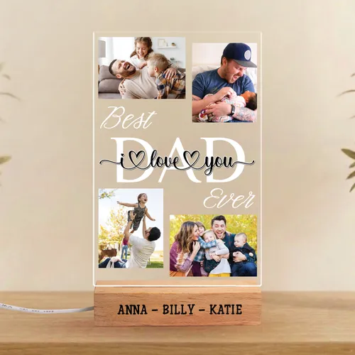 Custom Dad Photo LED Light, Personalized Fathers Day Gift from Kids