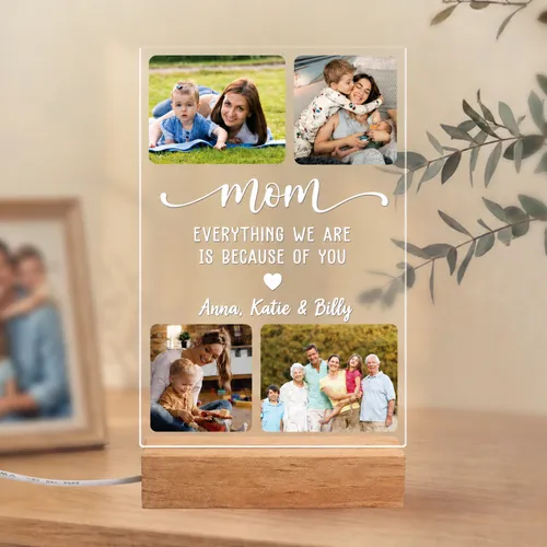 Custom Mom Photo LED Light, Personalized Mothers Day Gift from Kids