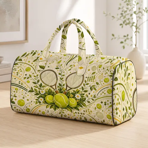 Retro Tennis Rackets And Lime Balls Country Club Summer Style For Tennis Players Quilted Weekend Bag