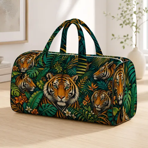 Multi Tiger Tropical Jungle Wildlife For Gym Travel Outdoor Leisure Fashion Lovers Quilted Weekend Bag