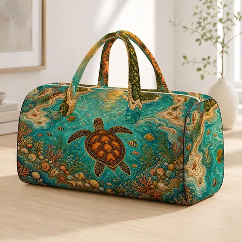 Sea Turtle Tropical Lagoon Coral Reef Island Coastal Vacation Gift For Ocean Lovers Quilted Weekend Bag