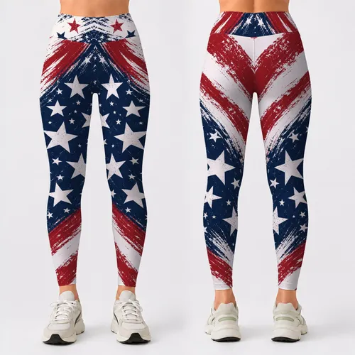 Distressed American Flag Stars And Stripes For Presidents Day Workout Style For Women Leggings