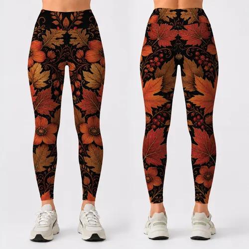 Autumn Maple Oak Botanical Garland For Holiday Parties And Elegant Fall Outfits Wear Leggings