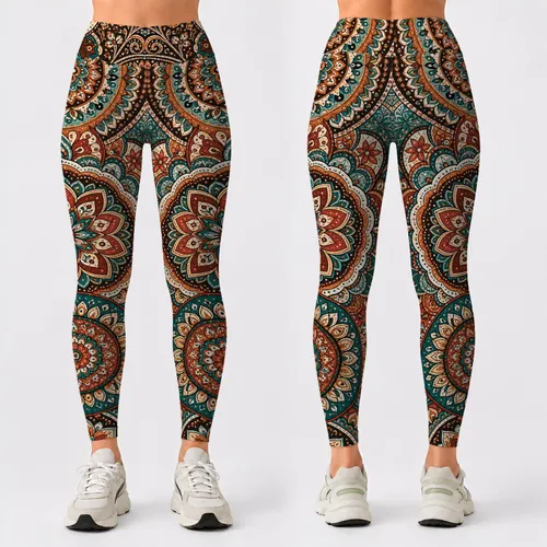 Bohemian Mandala Tapestry With Paisley Florals For Festival Yoga And Travel Style Leggings