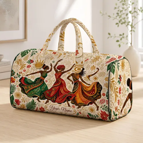 Elegant African Women Dancing In Colorful Dresses For Cultural Celebration Style Quilted Weekend Bag