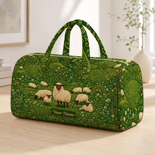Prairie Sheep Meadow With Cream Wildflowers For Cottagecore Travel And Farm Lovers Quilted Weekend Bag