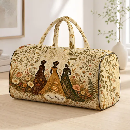 Vintage Garden Ladies In Floral Gowns For Overnight Getaways And Holiday Gifting Quilted Weekend Bag